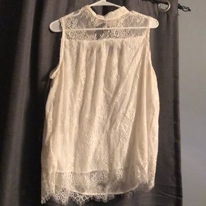 Cream, lace thank with gorgeous back button detail
